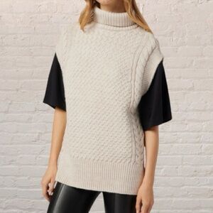 ONLY natural White mockneck cableknit sleeveless tunic Sweater vest NWOT, S